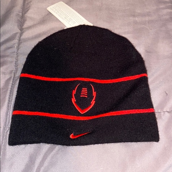 Nike black with red beanie football embroidered